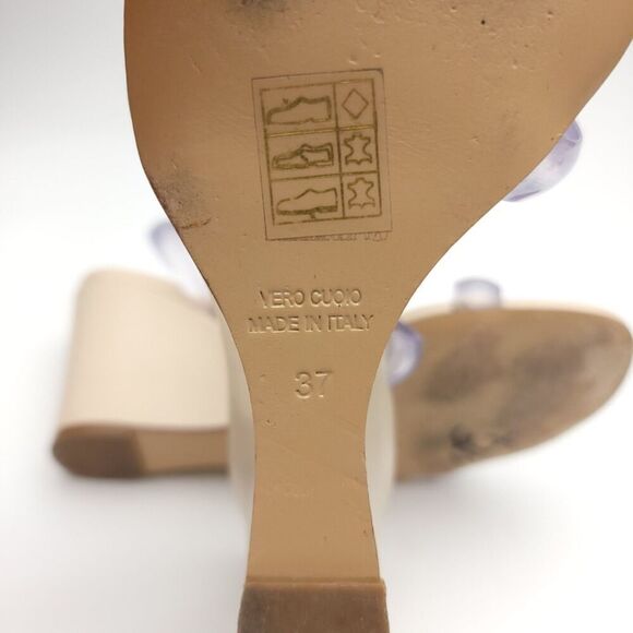 Ilio Smeraldo Claire Rose Nude Wedge Minimal Clear Strappy Sandal Heels 7 Beige - Picture 8 of 11